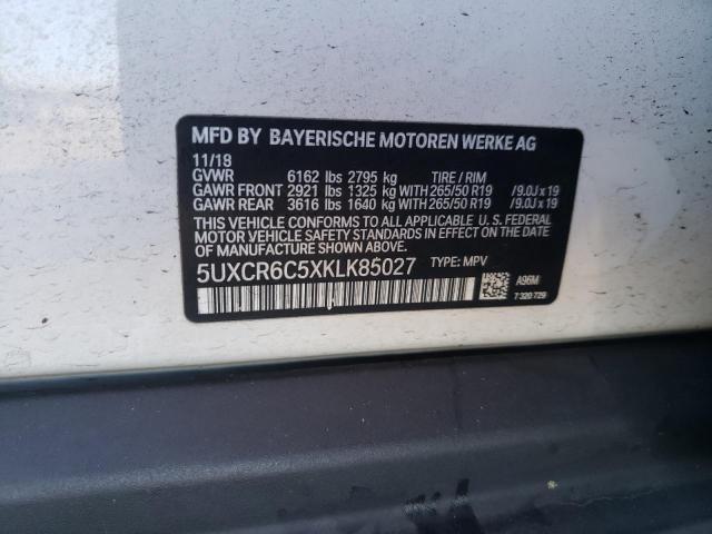 5UXCR6C5XKLK85027 - 2019 BMW X5 XDRIVE40I Blanc photo 10