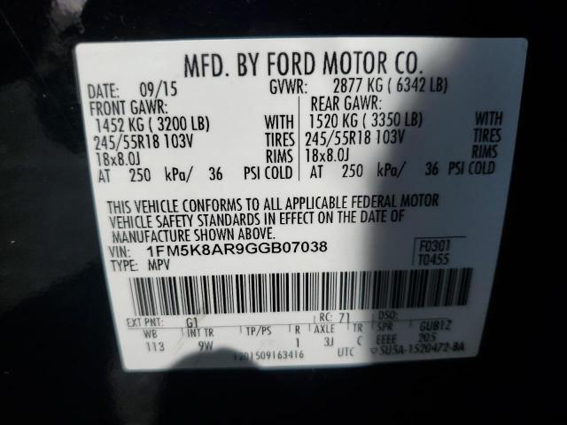 1FM5K8AR9GGB07038 - 2016 FORD EXPLORER POLICE INTERCEPTOR TWO TONE photo 13