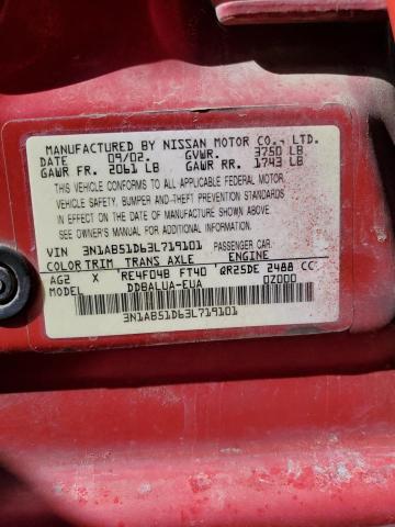 3N1AB51D63L719101 - 2003 NISSAN SENTRA SE-R SPEC V ORANGE photo 13