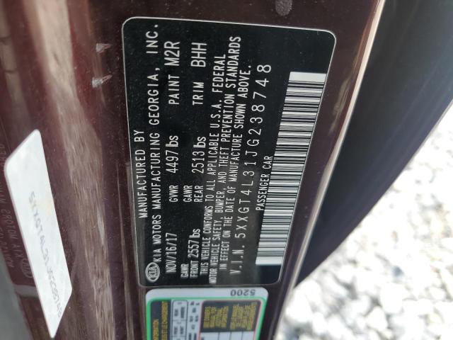 5XXGT4L31JG238748 - 2018 KIA OPTIMA LX ბურგუნდია ფოტო 12