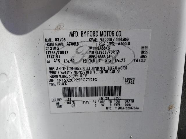 1FTSX20P25EC71293 - 2005 FORD F250 SUPER DUTY WHITE photo 12