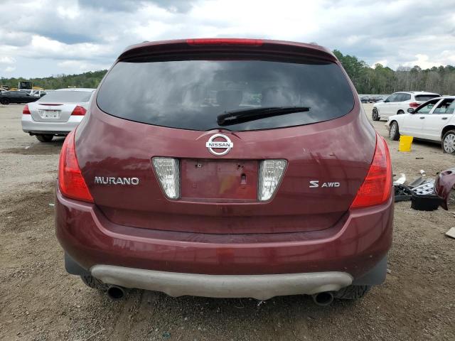 JN8AZ08W85W417944 - 2005 NISSAN MURANO SL MAROON photo 6