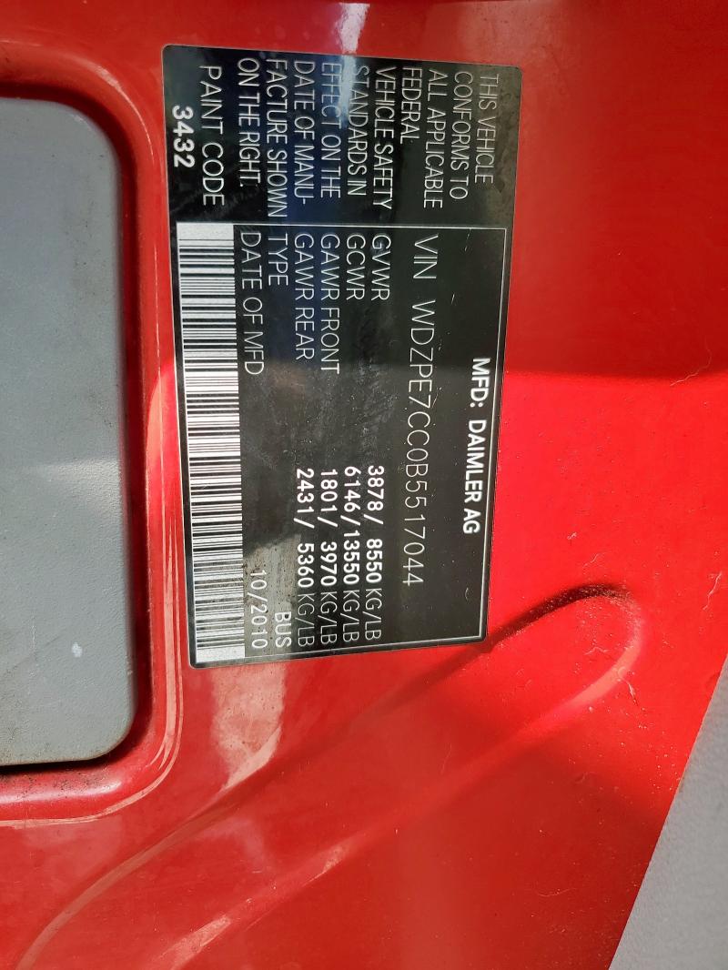 WDZPE7CC0B5517044 - 2011 MERCEDES-BENZ SPRINTER 2500 红色 照片 10