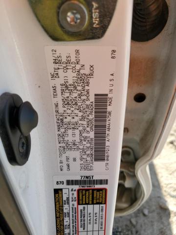 5TFJU4GN0CX023596 - 2012 TOYOTA TACOMA DOUBLE CAB PRERUNNER WHITE photo 12