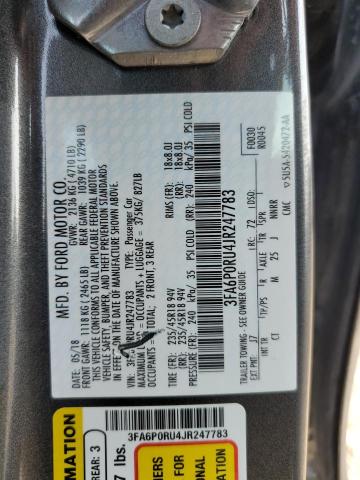 3FA6P0RU4JR247783 - 2018 FORD FUSION TITANIUM/PLATINUM HEV GRAY photo 12