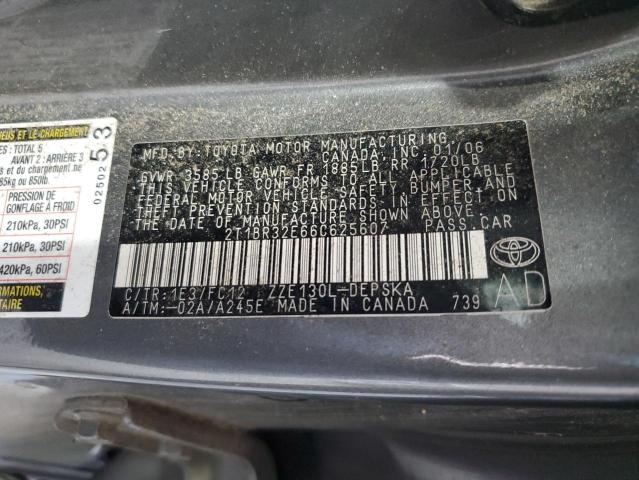 2T1BR32E66C625607 - 2006 TOYOTA COROLLA CE 灰色 照片 12