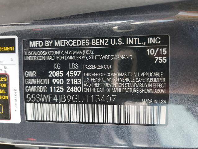 55SWF4JB9GU113407 - 2016 MERCEDES-BENZ C 300 CHARCOAL photo 12