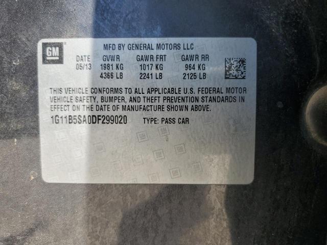 1G11B5SA0DF299020 - 2013 CHEVROLET MALIBU LS BLACK photo 12