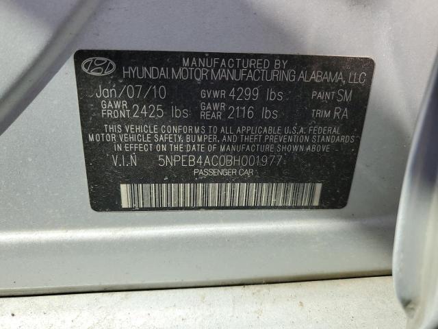 5NPEB4AC0BH001977 - 2011 HYUNDAI SONATA GLS SILVER photo 13