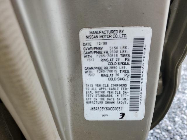 JN8AR05Y3XW330381 - 1999 NISSAN PATHFINDER LE GOLD photo 12