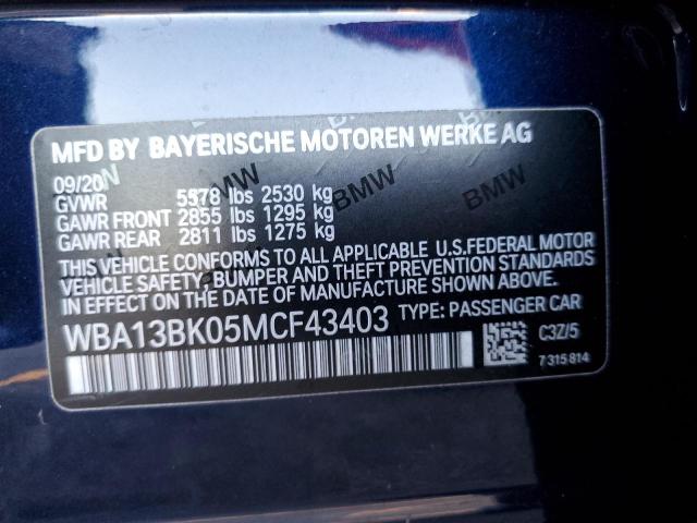 WBA13BK05MCF43403 - 2021 BMW M550XI BLUE photo 10