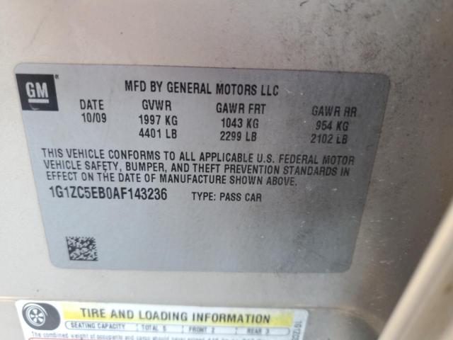 1G1ZC5EB0AF143236 - 2010 CHEVROLET MALIBU 1LT BEIGE photo 12