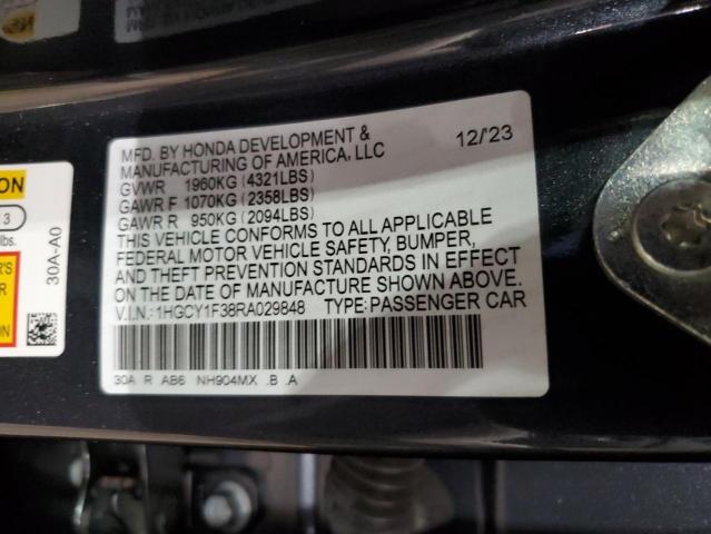 1HGCY1F38RA029848 - 2024 HONDA ACCORD EX GRAY photo 12