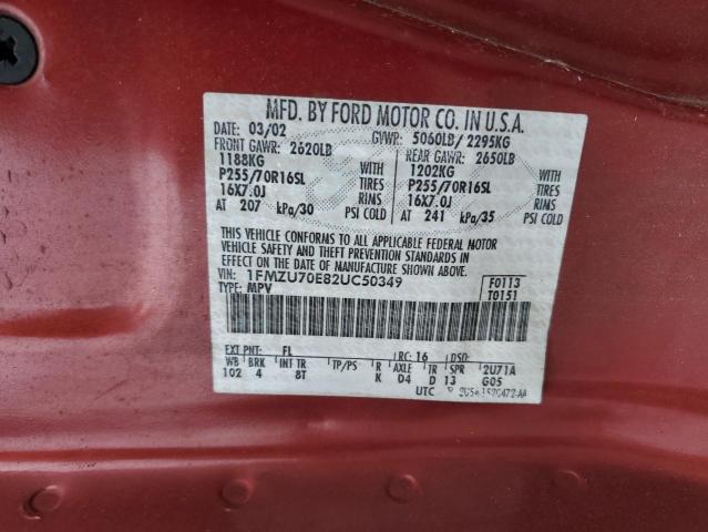 1FMZU70E82UC50349 - 2002 FORD EXPLORER SPORT 红色 照片 13