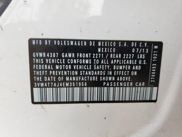 3VW4T7AJ4EM351956 - 2014 VOLKSWAGEN JETTA GLI Սպիտակ լուսանկար 12