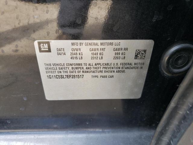 1G11C5SL7EF281517 - 2014 CHEVROLET MALIBU 1LT BLACK photo 12