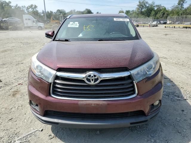 5TDJKRFH4FS191072 - 2015 TOYOTA HIGHLANDER XLE Bordo foto 5