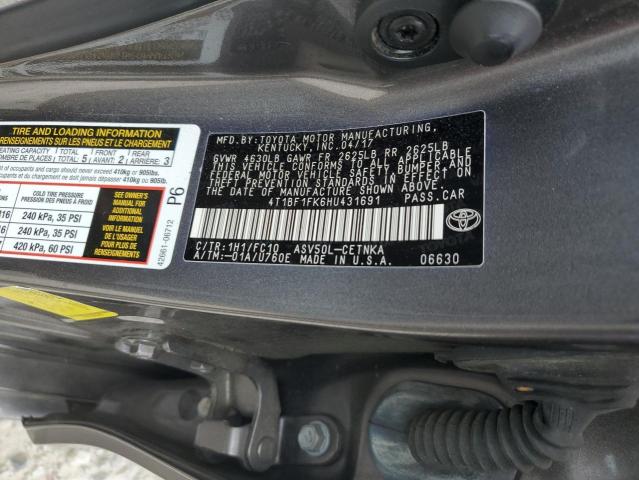 4T1BF1FK6HU431691 - 2017 TOYOTA CAMRY LE GRAY photo 12