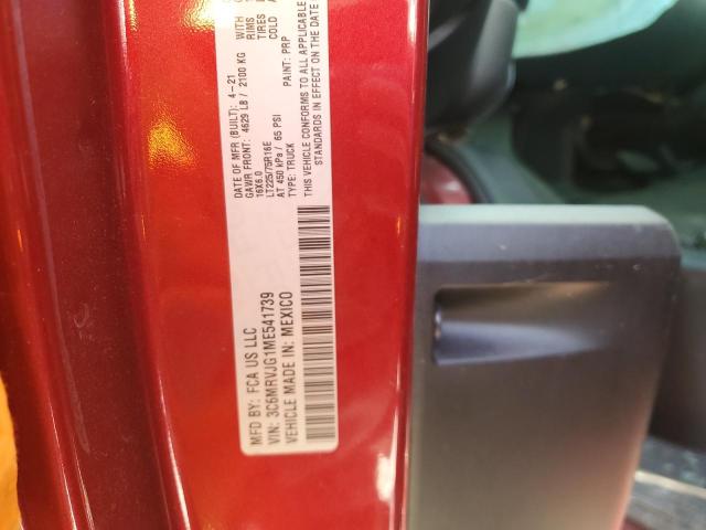 3C6MRVJG1ME541739 - 2021 RAM PROMASTER 3500 HIGH 红色 照片 10