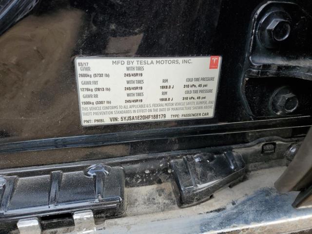5YJSA1E20HF188179 - 2017 TESLA MODEL S BLACK photo 12