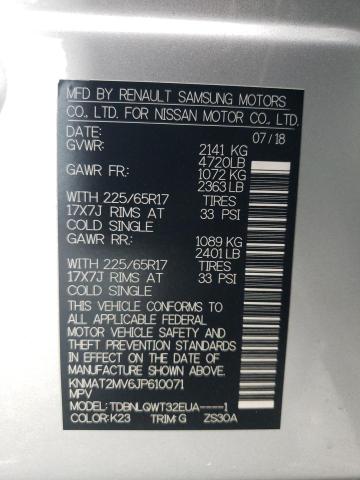 KNMAT2MV6JP610071 - 2018 NISSAN ROGUE S SILVER photo 13