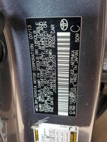 JTDBU4EE3DJ122070 - 2013 TOYOTA COROLLA BASE Szary zdjęcie 12