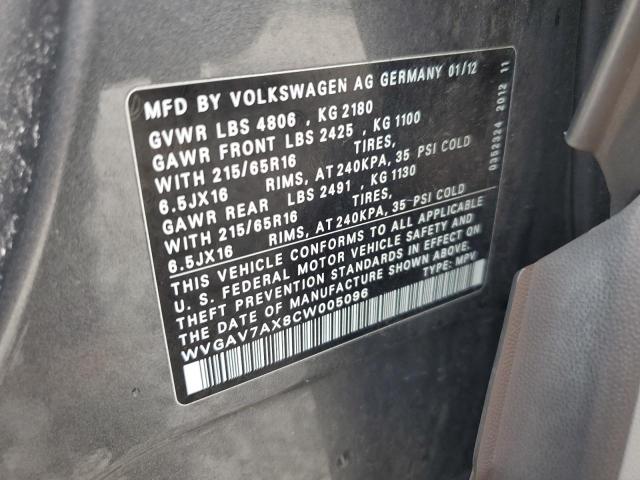 WVGAV7AX8CW005096 - 2012 VOLKSWAGEN TIGUAN S GRAY photo 14