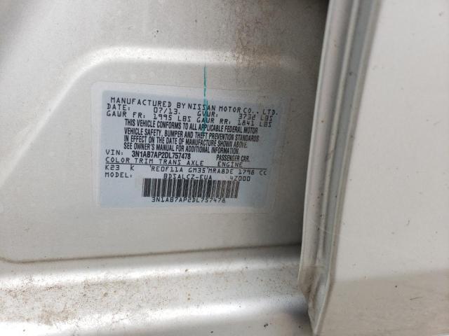 3N1AB7AP2DL757478 - 2013 NISSAN SENTRA S SILVER photo 12