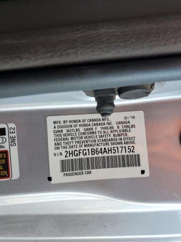 2HGFG1B64AH517152 - 2010 HONDA CIVIC LX SILVER photo 13