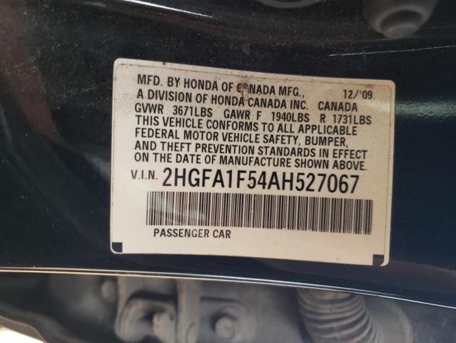 2HGFA1F54AH527067 - 2010 HONDA CIVIC LX Qara foto 12