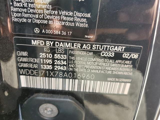 WDDEJ71X78A016960 - 2008 MERCEDES-BENZ CL 550 BLACK photo 12