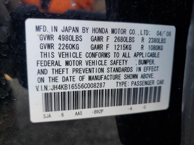 JH4KB16556C008287 - 2006 ACURA RL BLACK photo 12