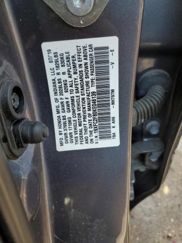 19XFC2F80KE046139 - 2019 HONDA CIVIC SPORT CHARCOAL photo 13