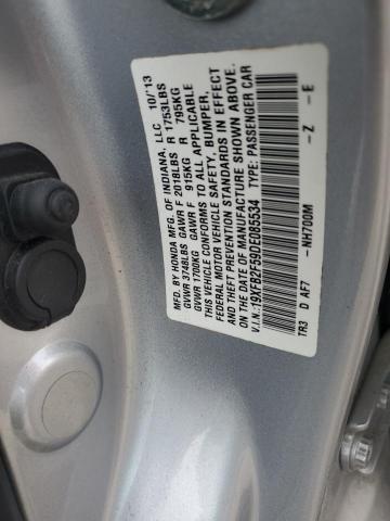 19XFB2F59DE085534 - 2013 HONDA CIVIC LX SILVER photo 12