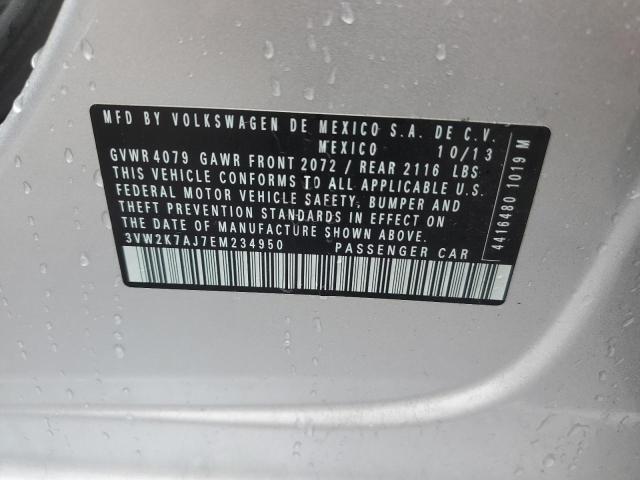 3VW2K7AJ7EM234950 - 2014 VOLKSWAGEN JETTA BASE SILVER photo 12