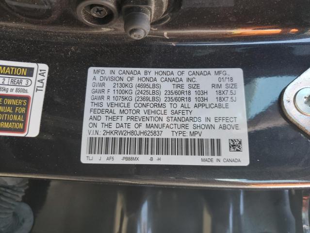 2HKRW2H80JH625837 - 2018 HONDA CR-V EXL Gris photo 13