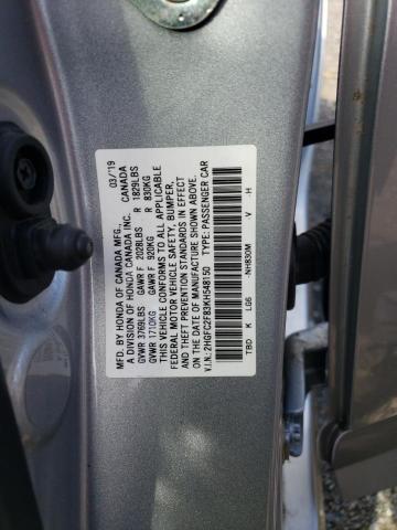 2HGFC2F83KH548150 - 2019 HONDA CIVIC SPORT SILVER photo 12