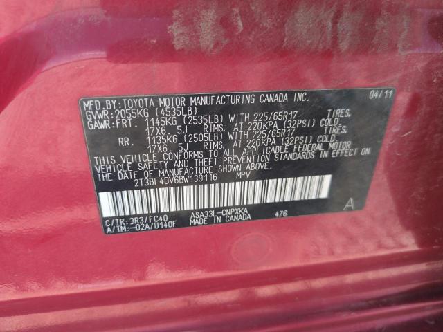 2T3BF4DV6BW139116 - 2011 TOYOTA RAV4 RED photo 12