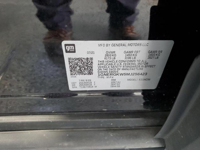 1GNERGKW5MJ256423 - 2021 CHEVROLET TRAVERSE LT 黑色 照片 13