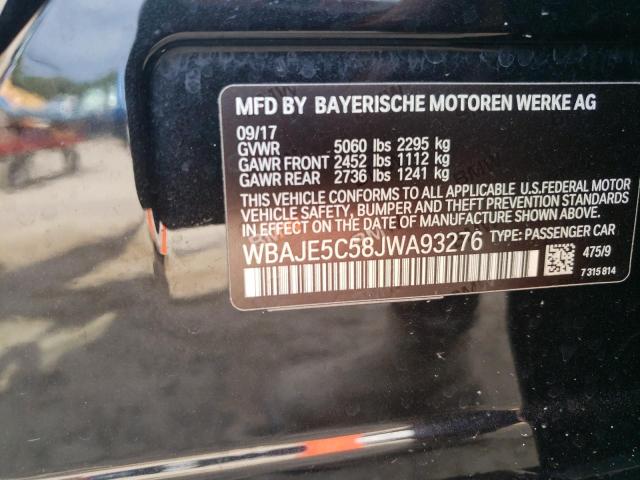 WBAJE5C58JWA93276 - 2018 BMW 540 I BLACK photo 12