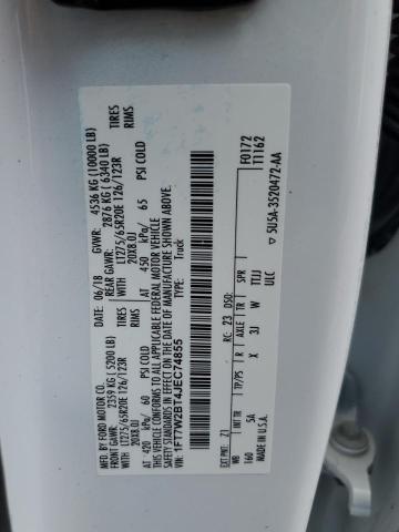 1FT7W2BT4JEC74855 - 2018 FORD F250 SUPER DUTY თეთრი ფოტო 12