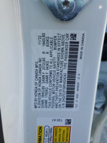 2HGFE2F59PH504242 - 2023 HONDA CIVIC SPORT WHITE photo 13