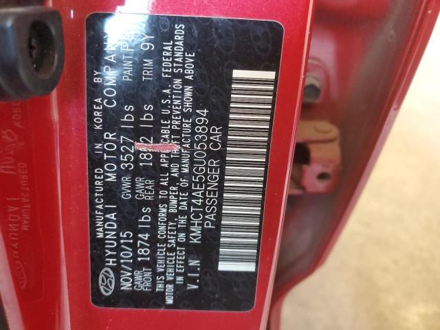 KMHCT4AE5GU053894 - 2016 HYUNDAI ACCENT SE RED photo 12