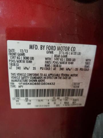 1FM5K8D85EGB34432 - 2014 FORD EXPLORER XLT RED photo 13