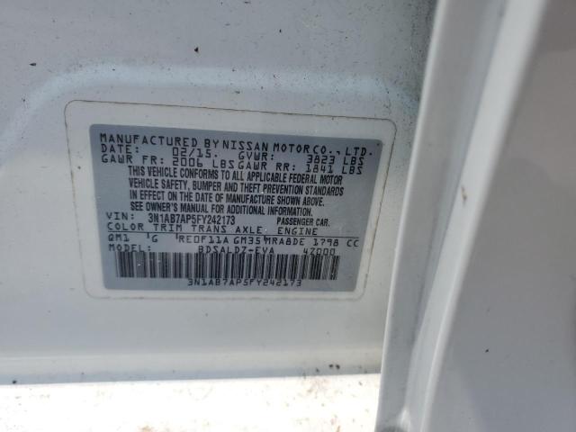 3N1AB7AP5FY242173 - 2015 NISSAN SENTRA S WHITE photo 12