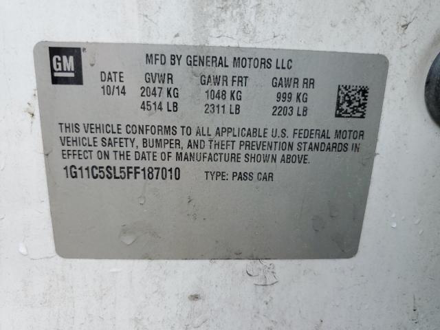 1G11C5SL5FF187010 - 2015 CHEVROLET MALIBU 1LT WHITE photo 12