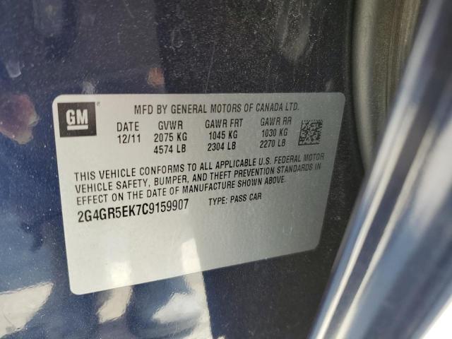 2G4GR5EK7C9159907 - 2012 BUICK REGAL 蓝色 照片 12