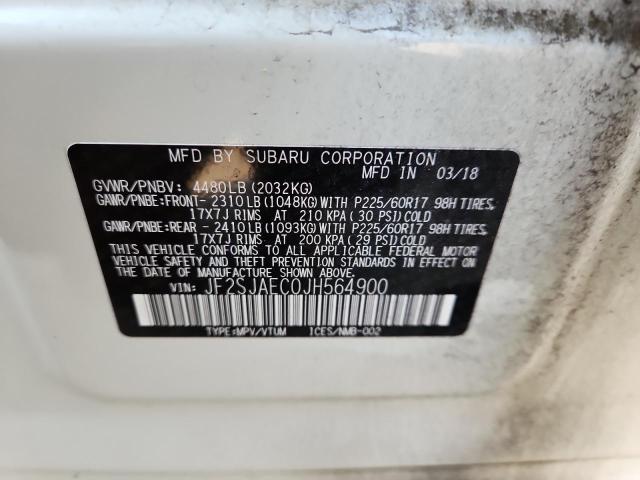 JF2SJAEC0JH564900 - 2018 SUBARU FORESTER 2.5I PREMIUM WHITE photo 13