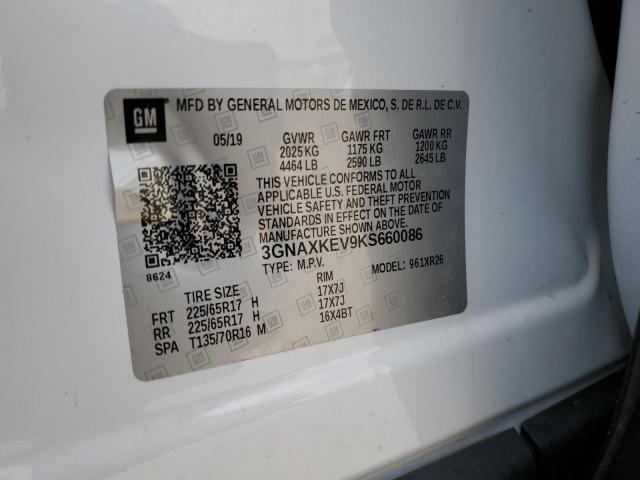 3GNAXKEV9KS660086 - 2019 CHEVROLET EQUINOX LT თეთრი ფოტო 13