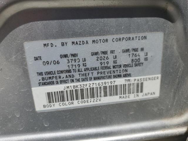 JM1BK32F271639197 - 2007 MAZDA 3 I SILVER photo 12